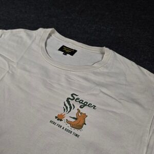 Seager Cream T-Shirt Short Sleeve Here For A Good Time Bear Graphic Men's Large